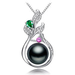 Elegant Sterling Silver Black Pearl Pendant
